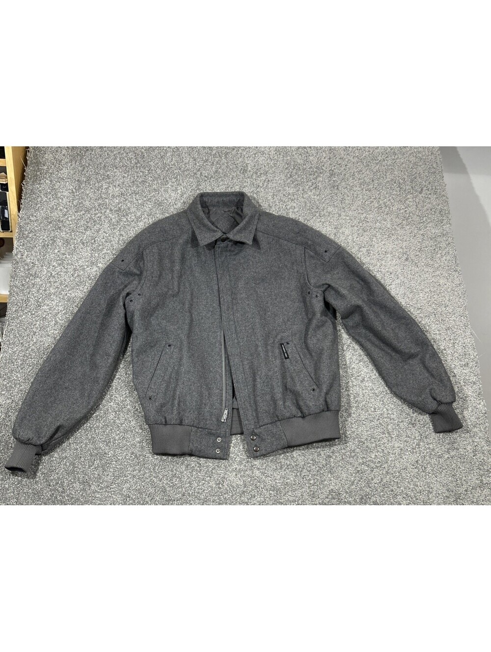 Vintage Members Only Wool Bomber Jacket Gray Silver Grey Retro 80’s 90’s